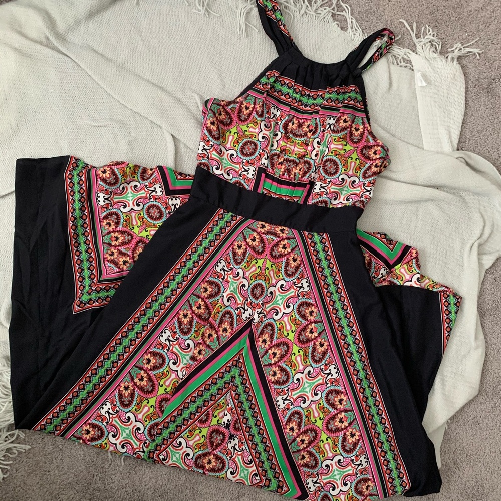 Eliza J Scarf Print Crepe de Chine Maxi Dress